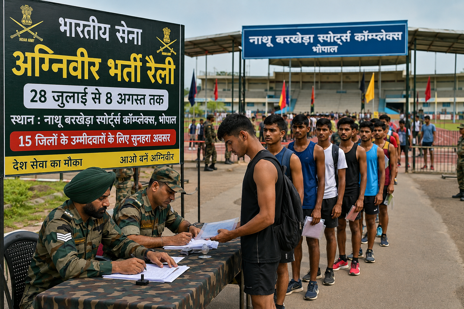 भोपाल में 28 जुलाई से अग्निवीर सेना भर्ती रैली शुरू: 15 जिलों के युवाओं को मिलेगा मौका, जानें पूरा शेड्यूल, जरूरी दस्तावेज और प्रशासन की तैयारियां