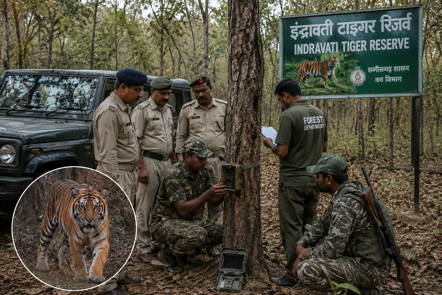 बीजापुर के इंद्रावती टाइगर रिजर्व मं तीन बाघ के शिकार मामला मं बड़ा खुलासा, लोकेशन लीक होय के आशंका; वन विभाग के कर्मचारी ऊपर कार्रवाई